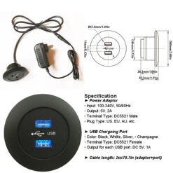 DIY Mounted Furniture USB Charging Port 5V 2A Dual USB With Power Adapter -Life easy supply 4 8d68bd45 6a9c 48f8 862a f63842efbbfd